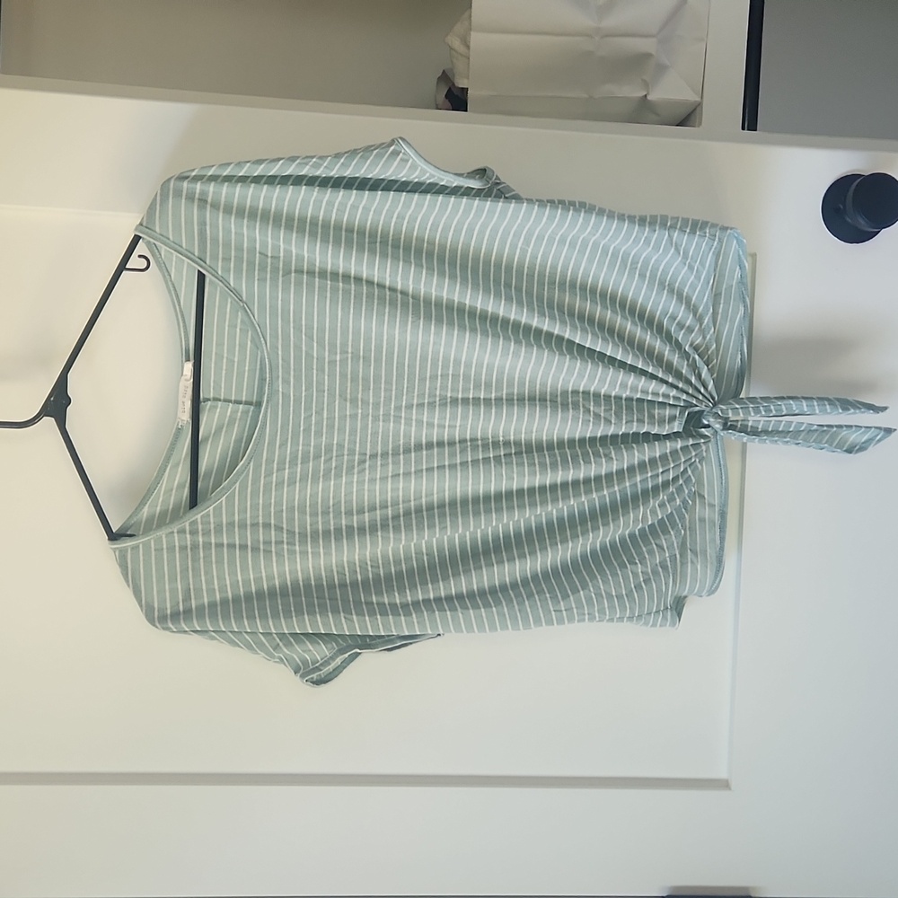 Teal and white Striped shirt